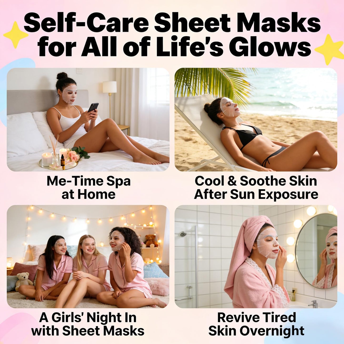 Meleell Collagen Face Masks Skincare Bulk,Hydrating Spa Face Mask Beauty for Sensitive Skin,Sheet Mask for Women Skin Care, Facial Mask Sets for Teen Girls