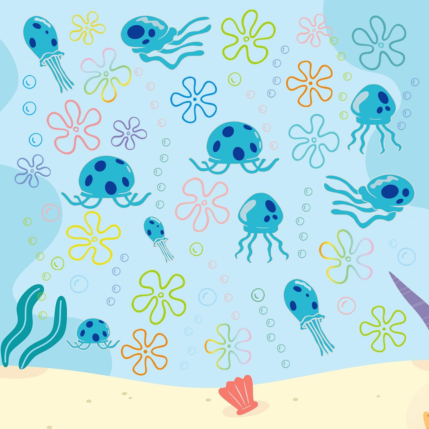 Rotumaty 117 PCS Jellyfish Bubbles Wall Stickers Under The Sea Birthday Party Decorations Ocean Wall Decals Summer Party Supplies Wall Decor for Bathroom Nursery Bedroom Home School Car