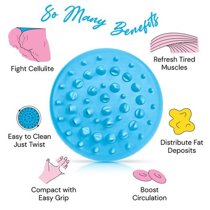 Scala Silicone Anti Cellulite Massager, Body Shower Scrubber, Cellulite Remover - Improve Circulation, Distribute Fat Deposits, Body Massager, Exfoliator, Fat Roller Use with Creams and Oils, Aqua