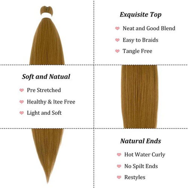 UPruyo Pre Stretched Braiding Hair Extensions for Braiding Color 27 Honey Blonde Braiding Hair Pre Stretched 26 inch 6 packs Knotless Synthetic Jumbo Hypoallergenic Braiding Hair Extensions