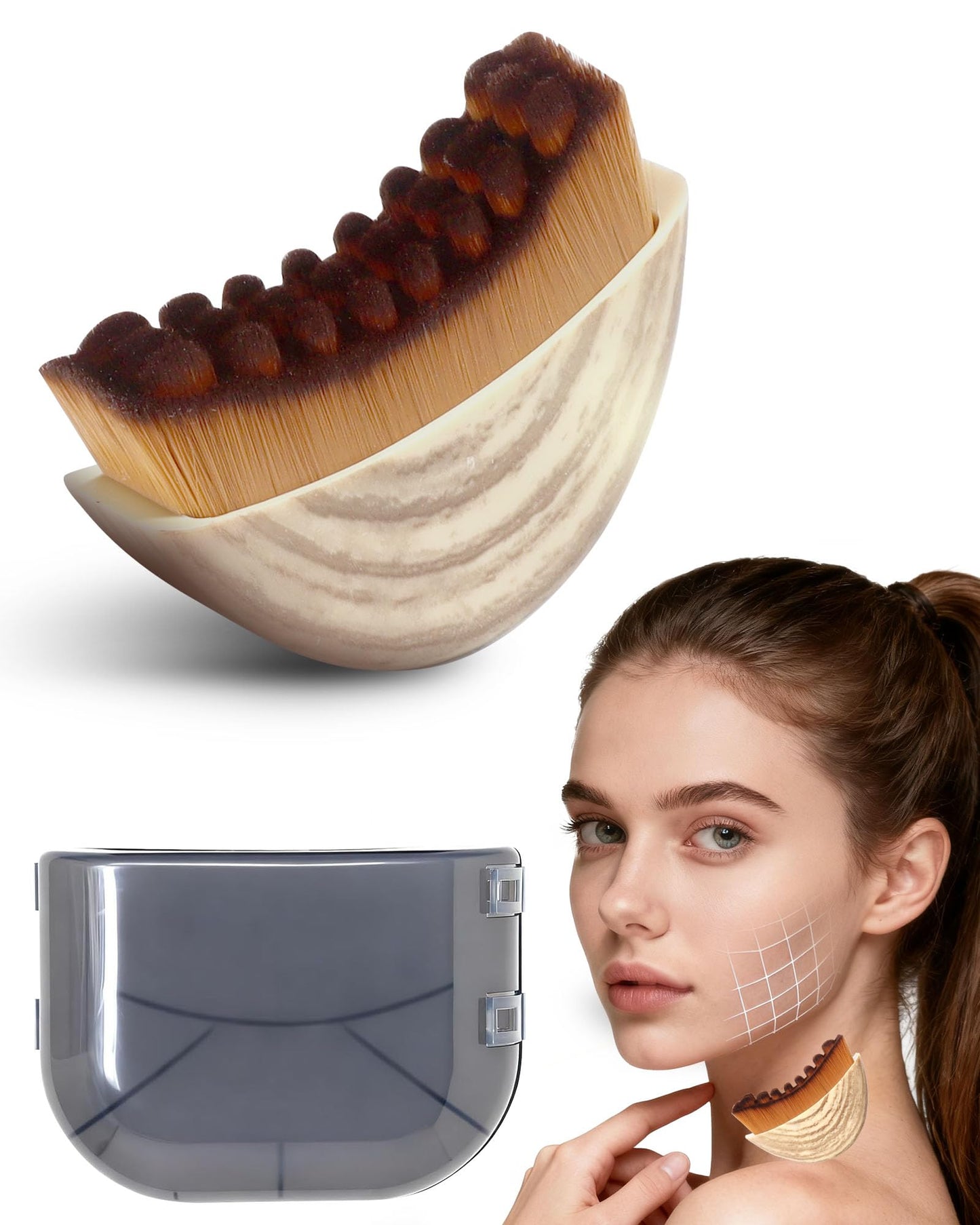 Lymphatic Contour Face Brush, Lymphatic Drainage Massager with Ergonomic Design, Lymphatic Face Brush, Gua Sha Tool for Face Anti-Puffiness, Fatigue Relief, Skin Tightening & Jawline Sculpting (Small)