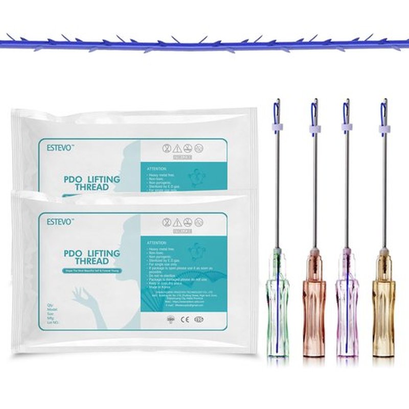 ESTEVO PDO Thread PDO Cog 4D Big V Lift Body and Face W-Blunt/L-Blunt Cog Threads 360R Bi-direction Barb Lift Thread (16PCS-21G*90mm(L))