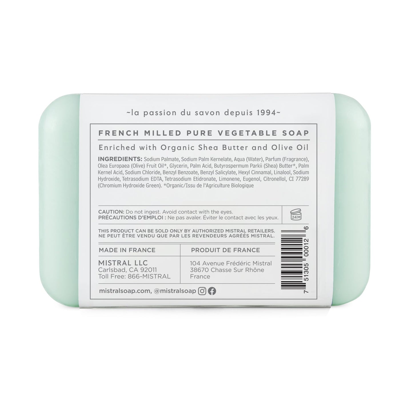 Mistral South Seas Classic French Bar Soap for Women & Men, 2 x 7 oz