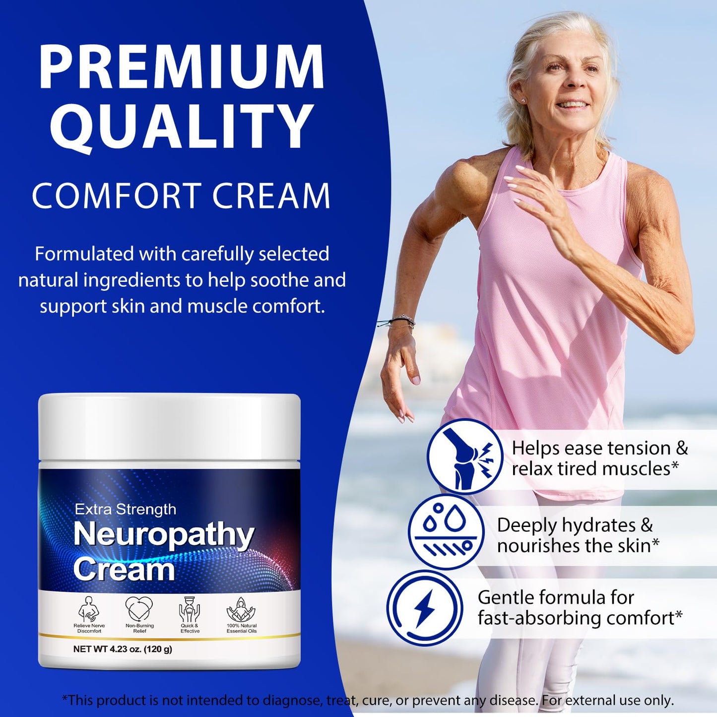 ZIXAOK Neuropathy Cream for Feet, Hands, Legs,Toes & Back, Natural Plant-Based Formula – Fast-Absorbing Moisturizing Cream, Non-Greasy 4.23 oz