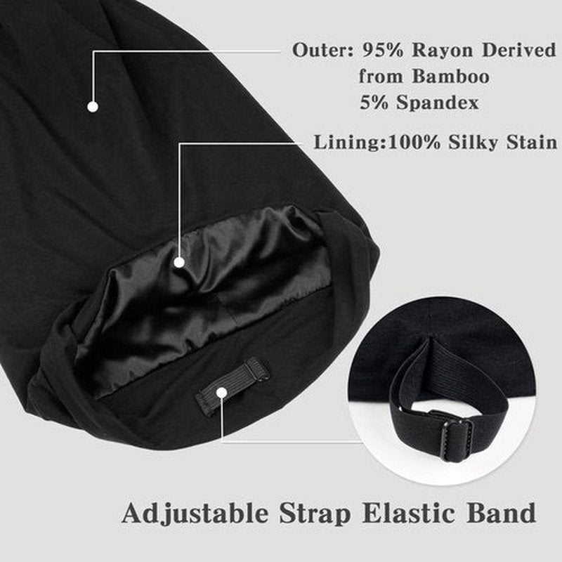 Fittia Long XL Silk Satin Bonnet for Braids, Dreadlocks for Curly Hair Sleeping, Large Silk Sleep Cap for Black Women Men Frizzy Hair