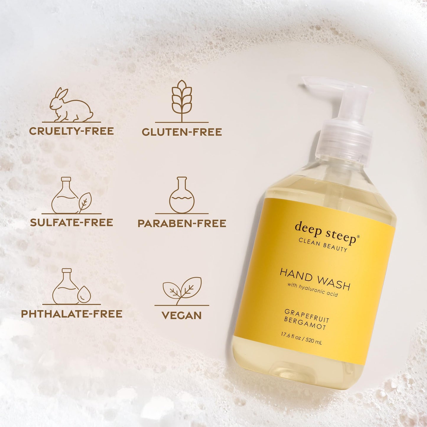 Deep Steep Liquid Hand Wash, Passion Fruit Guava, 17.6 oz – Moisturizing Cleanser with Olive Oil, Aloe Vera, Glycerin & Hyaluronic Acid – Vegan, Clean Beauty, Soft & Nourished Hands
