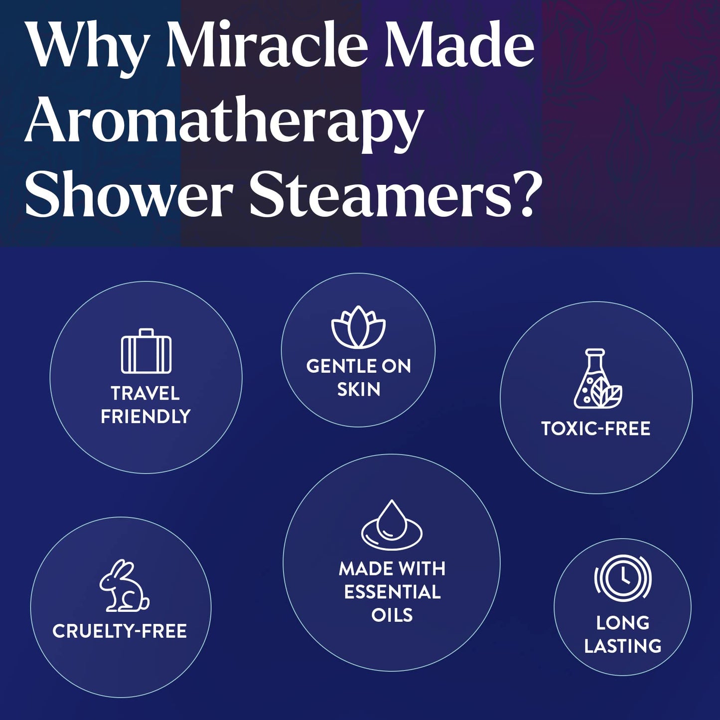 Miracle Made Aromatherapy Shower Steamers Variety Pack – Essential Oil Scented Shower Bombs for Relaxing, Refreshing Self-Care – 6 Shower Melt Tablets with Dried Flowers