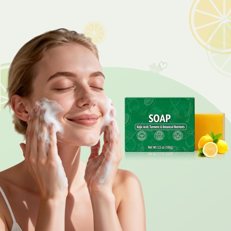 Turmeric Lemon Soap Bar - 2PCS Nourishing & Clarifying for Facial & Body Skin | Ideal for Dry & Oily Skin