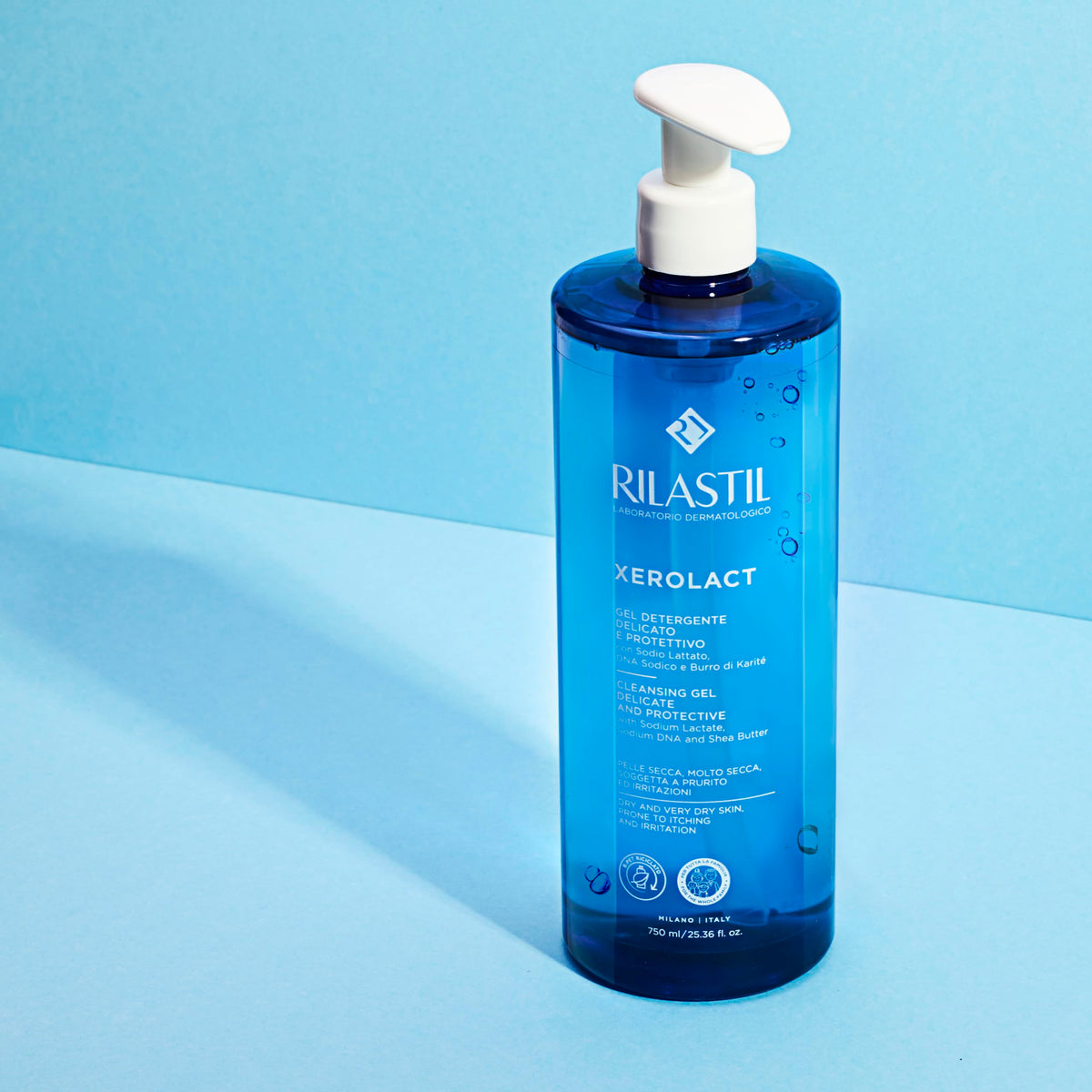 Rilastil Xerolact - Gel Limpiador Reparador para Piel Seca con Tendencia al Rascado e Irritación, 750 Mililitros