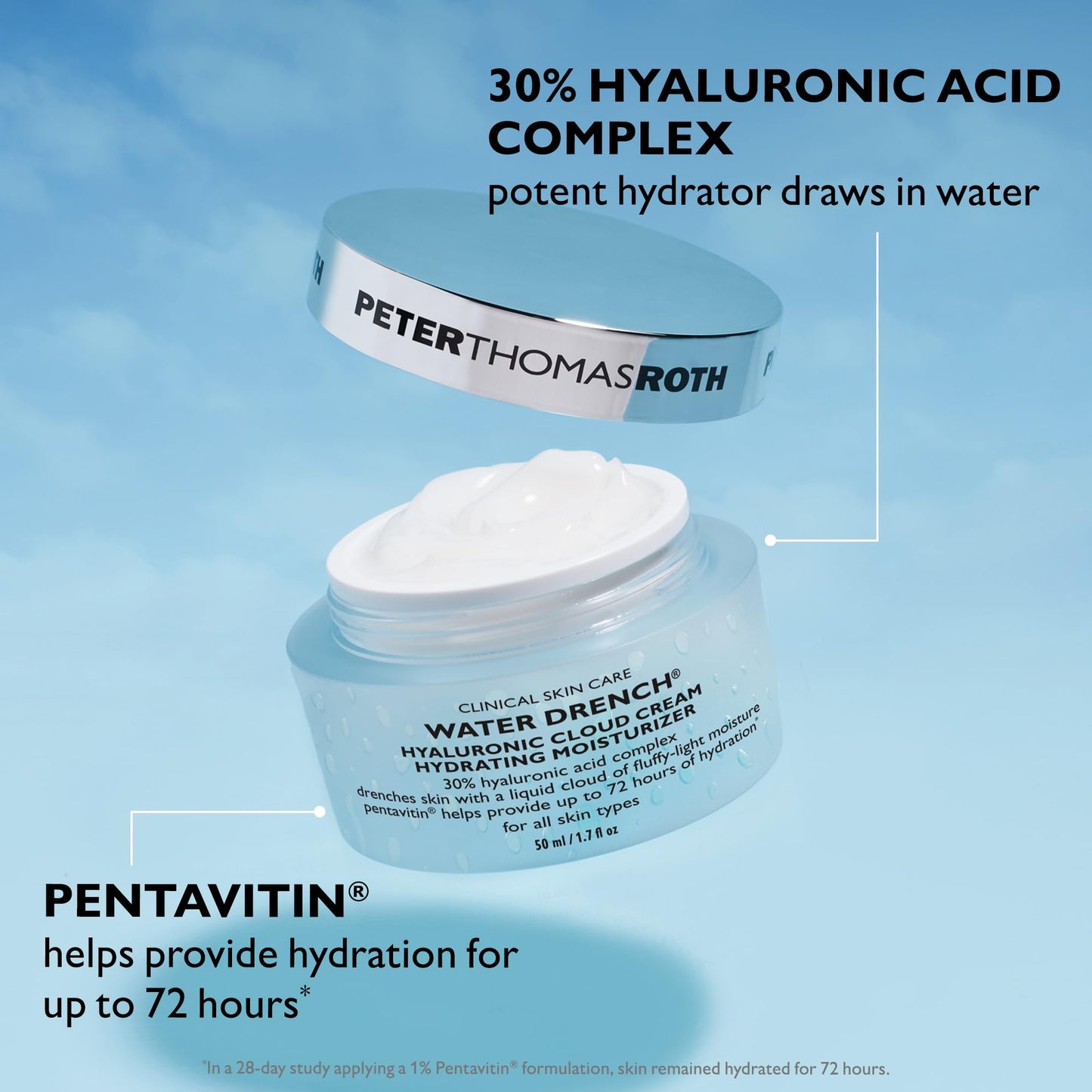 Peter Thomas Roth | Water Drench Hyaluronic Cloud Cream Hydrating Refillable Moisturizer - Pack of 3 | Hyaluronic Acid Cream For All Skin Types, Line-Smoothing, Fragrance-Free