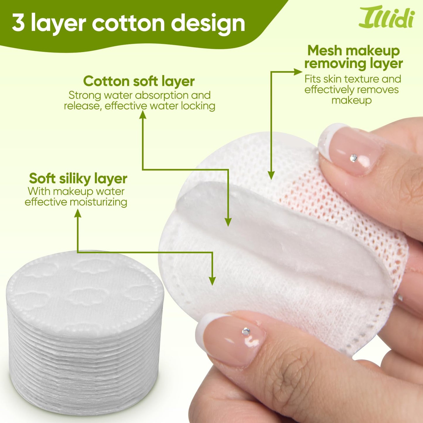 Boxed 300-Count Embossed Cotton Rounds – 3 Unique Patterns, Lint-Free, Dual-Sided, Soft & Durable, Ideal for Makeup Removal, Skincare, Nail Polish, and Baby Care
