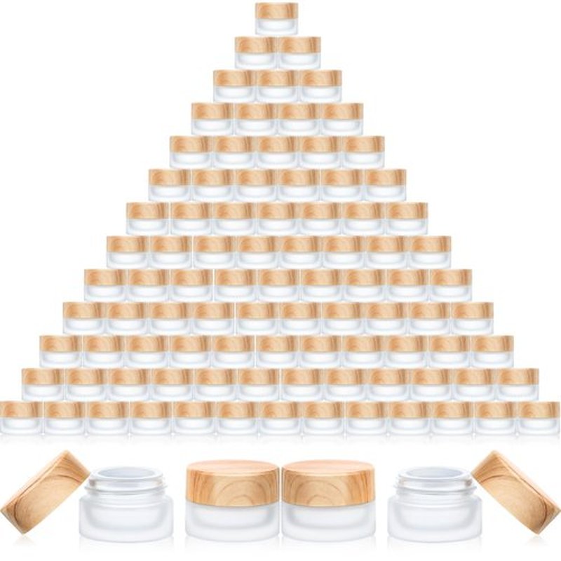 Geiserailie Glass Cosmetic Containers Empty Sample Jars with Leak Proof Lids Makeup Sample Containers for Lotion Cream Cosmetic(100 Pieces,5 Gram)