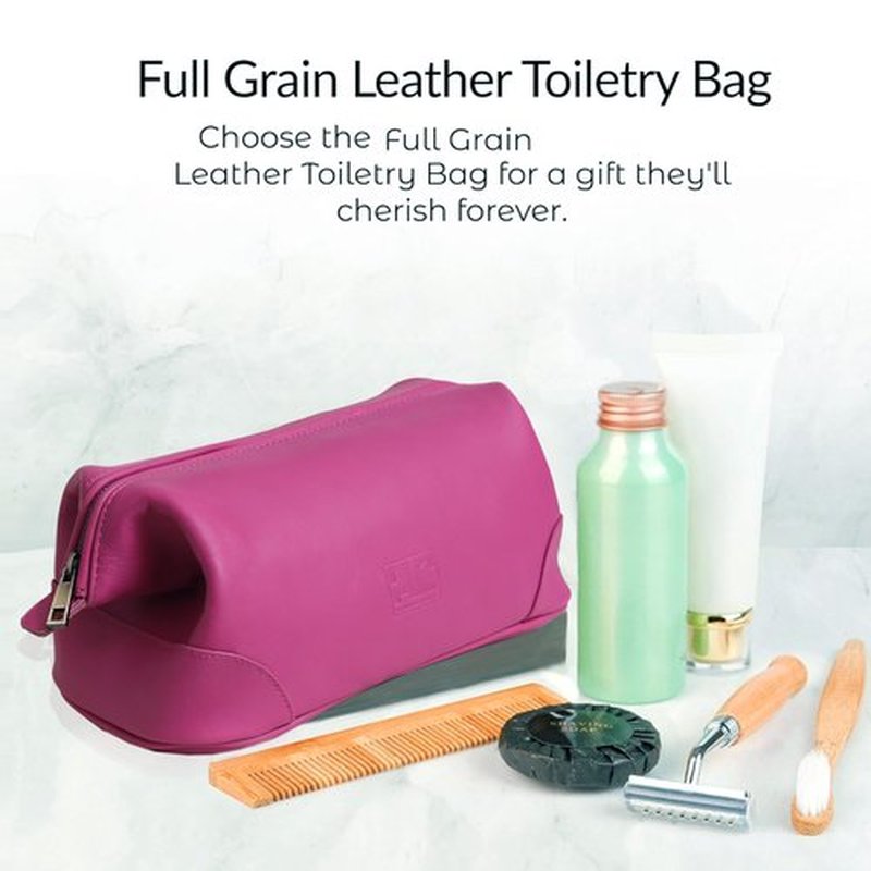 HLC Leather Toiletry Bag for Men - Best Gift for Men - Premium Genuine Leather Dopp Kit Shaving Kit Organizer Travel Kit Pouch Bag for Men - Large Size