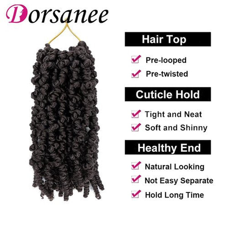 Dorsanee Pre-twisted Spring Twist Crochet Hair 8 Inch 4 Packs Short Curly Crochet Hair Pre Looped Crochet Braids Mini Passion Twists Fluffy Twist Synthetic Hair Extensions (8 Inch,4#)