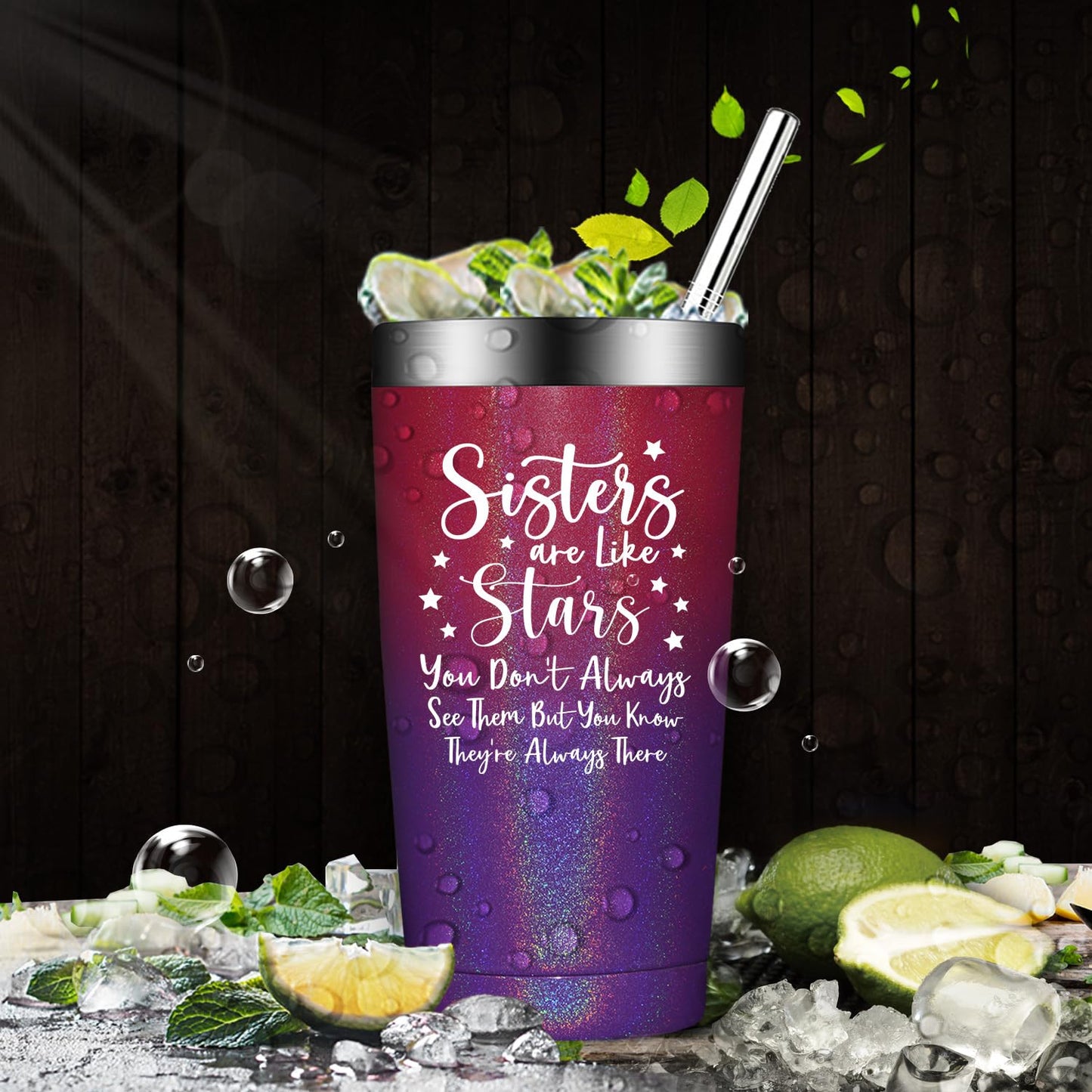 Fufandi Sister Gifts from Sisters - Mothers Day Gifts for sister - Sisters ChristmasBirthday Gift Ideas, Mothers Day Gift - Tumbler Cup