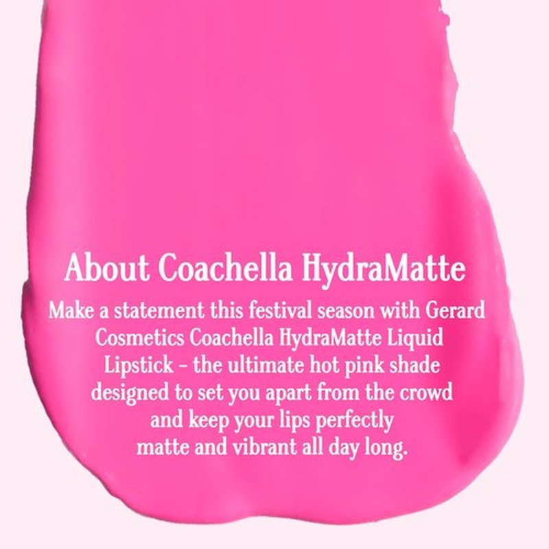 Gerard Cosmetics HydraMatte Liquid Lipstick Coachella | Hot Pink Lipstick with Matte Finish | Long Lasting and Non-Drying | Super Pigmented Fully Opaque Lip Color