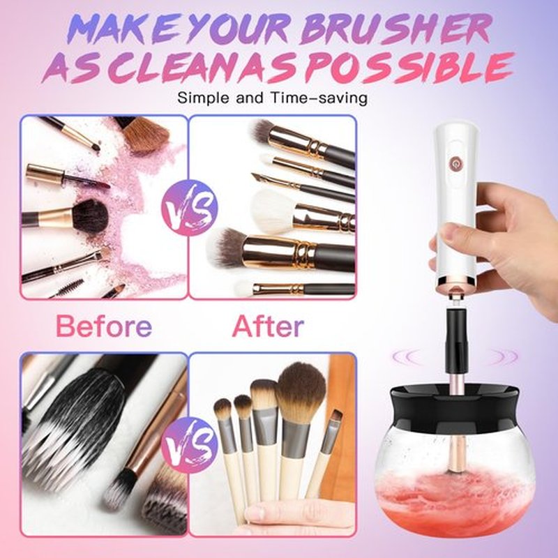 Electric Makeup Brush Cleaner Machine - Makeup Brush Cleaner for Brushes Wash and Dry Quickly -Perfect for Daily Makeup or Frequently Used Makeup Brushes