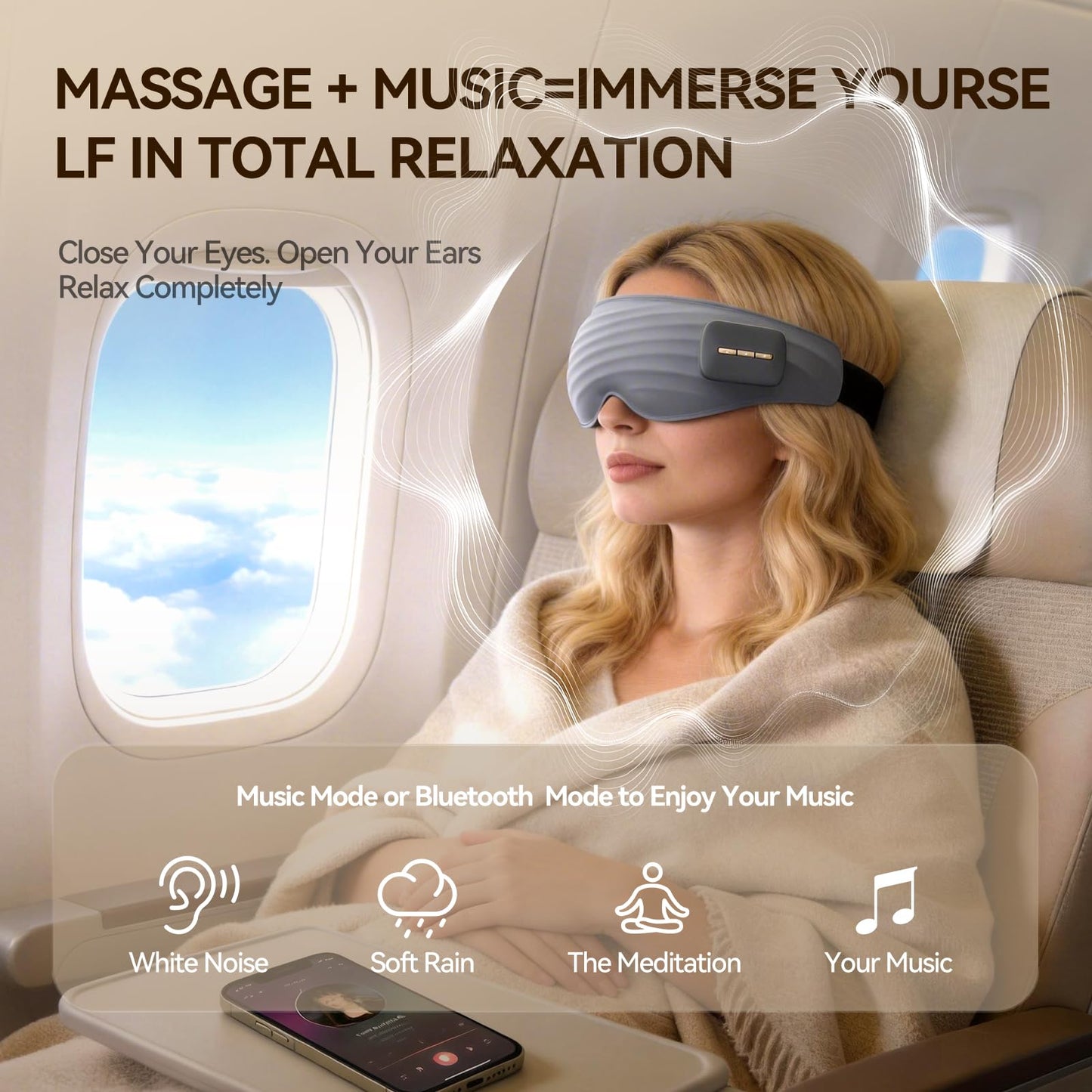 AiSleep Eye Massager with Heat, Heated Eye Mask, Eye Massager with Bluetooth Music for Dry Eyes, Eye Relief, Improved Sleep, 3 Temperature Heated Eye Massager for Migraine Strain Relief, Eye Care
