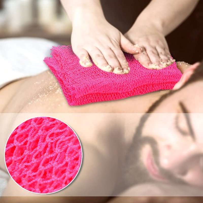 African Net Long Bath Net Sponge,JASSINS African Bathing Body Exfoliating Net Shower Body/ Back Scrubber Skin Smoother,Stretch Length to 66 INCH (Pink)