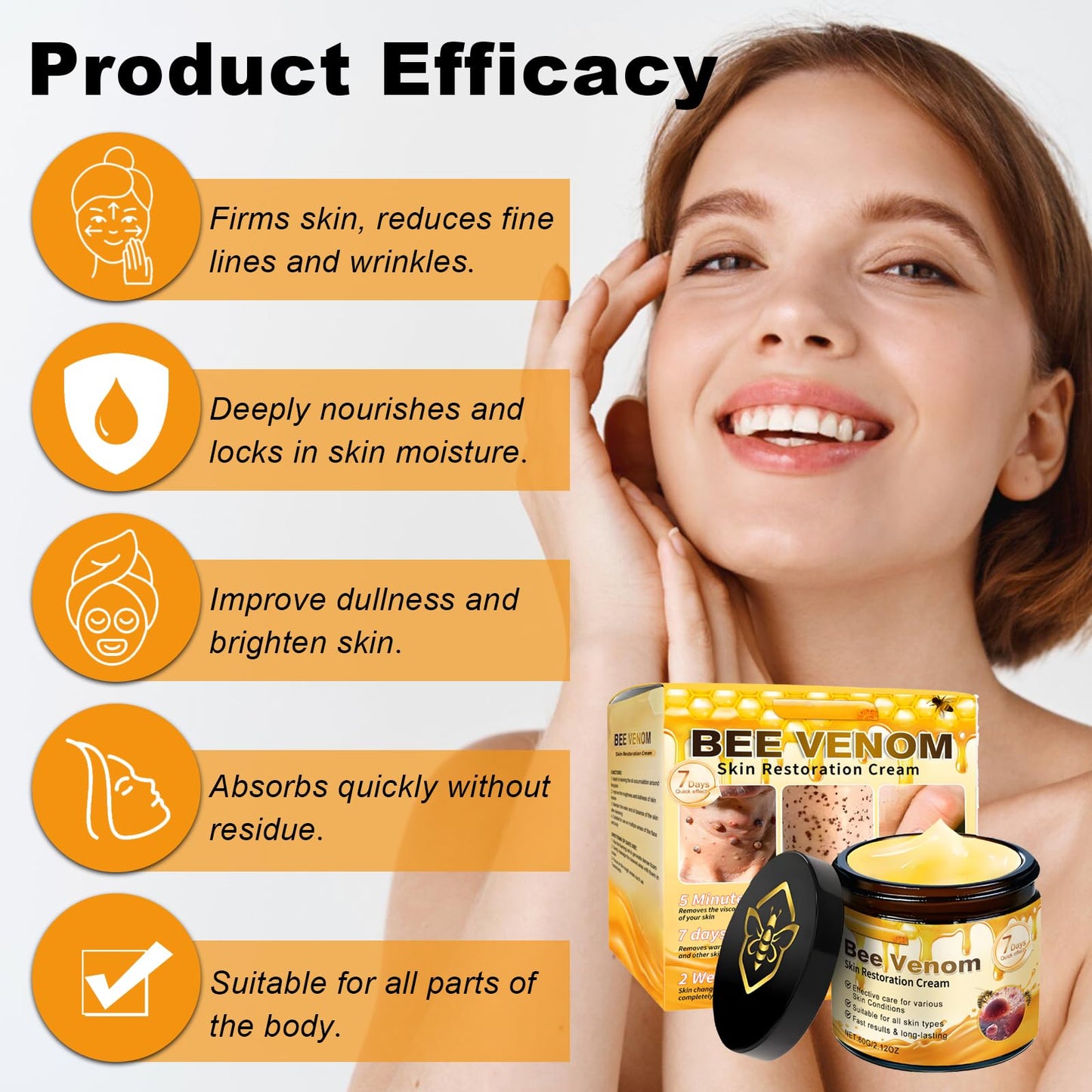 Charunee 2PCS Bee Venom Skin Restoration Cream, Bee Venom Comprehensive Cream, Natural and Safe, Firming Skins for All Skins Types