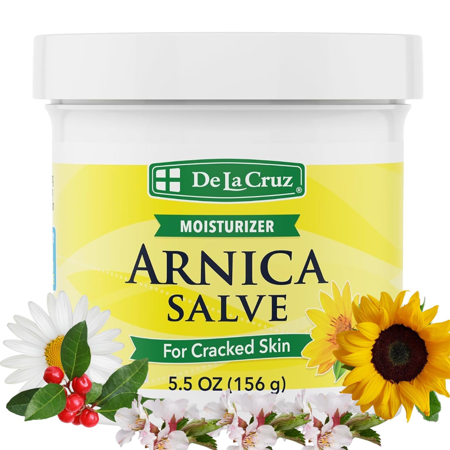 De La Cruz Arnica Salve Foot Care Cream for Dry Cracked Heels & Feet, Skin Care, Hand Salve, 24 Hour Moisture Balm, JUMBO 5.5 OZ
