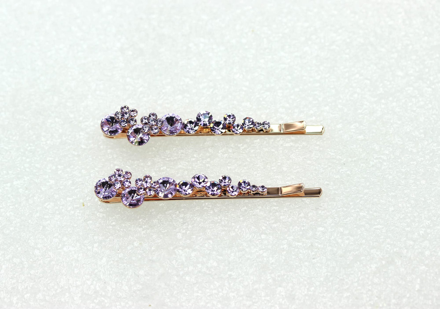 Faship A Pair Of Violet Light Purple Premium Rhinestone Crystal Floral Hair Clips Pins 2 Pcs