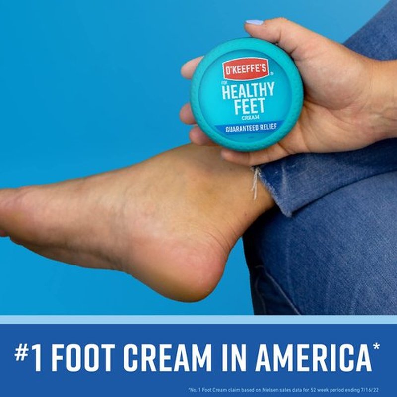 O'Keeffe's for Healthy Feet Foot Cream; Guaranteed Relief for Extremely Dry; Cracked Feet; Instantly Boosts Moisture Levels; 3.2 Ounce Jar; (Pack of 12)