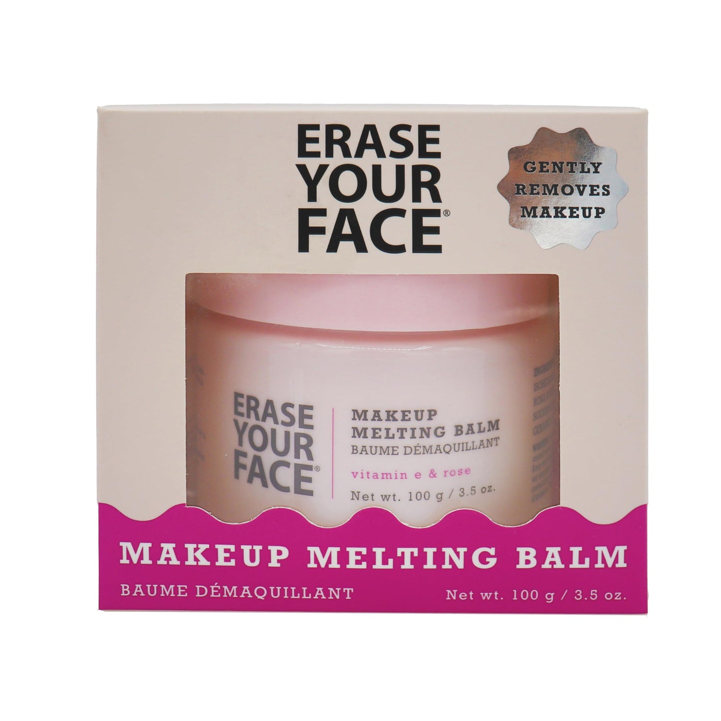 ERASE YOUR FACE Original Makeup Melting Balm - Hydrating Cleansing Balm & Makeup Remover Enriched Vitamin E & Rose - Leaves Skin Soft & Refreshed - Safe for Sensitive Skin (100 ml)