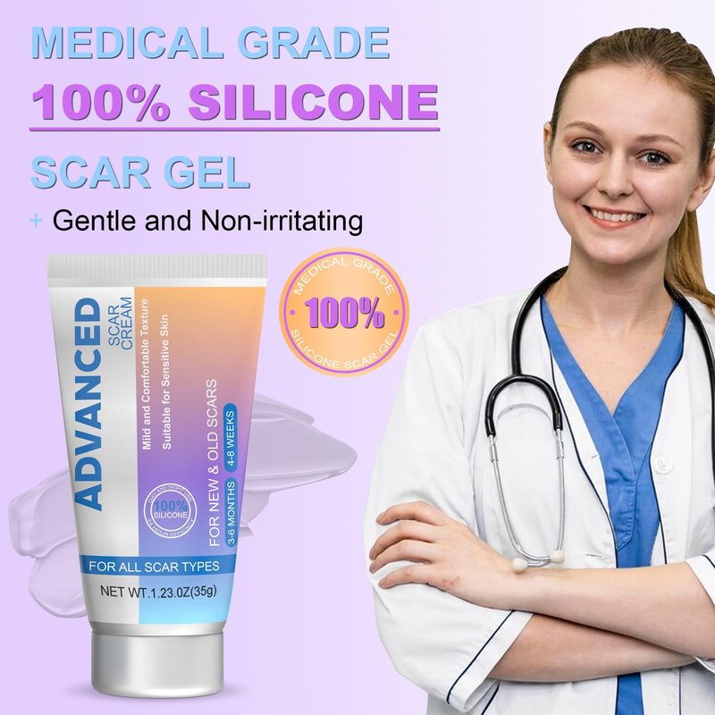 Silicone Scar Cream Gel - Advanced Treatment for Surgical Scars, Keloids, Acne & Stretch Marks | 1.23 Oz (35g)
