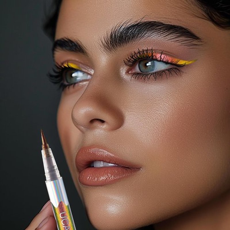 UCANBE Chameleon Liquid Eyeliner - Gold Pink Purple, Multi-Chrome Metallic Shift Eyeliner, Waterproof Glitter Eyeliner with Soft Fine Tip for Multi-Dimensional Eye Looks