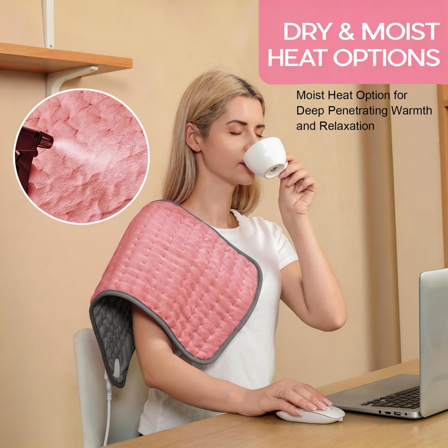 Pink Heating Pad for Gifts Soothing Heat Therapy for Women & Men, Perfect Christmas, Mothers Day, Birthday Gifts fo r Her, Dad Gifts & White Elephant Gift, Cozy Stocking Stuffer for Women/Mom