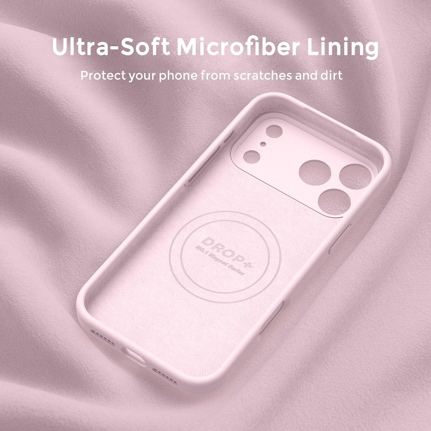 Ktele Magnetic for iPhone 17 Pro Max Case [Compatible with Magsafe] [Premium Silicone Satin-Smooth Touch] Slim Shockproof Anti-Scratch Microfiber Lining Case, 6.9 inch, Chalk Pink