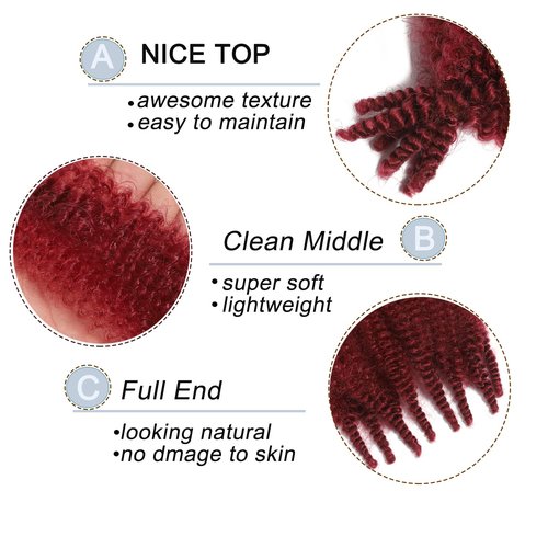 Parceria 12 Inch Springy Afro Twist Hair 8 Packs Marley Twist Braiding Hair Pre-fluffed Spring Twist Hair Kinky Hair Afro Twist Hair Marley Hair for Faux Locs (12 Inch (Pack of 8), Bug# Marley Twist)
