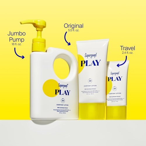 Supergoop! PLAY Everyday Lotion SPF 50 - Broad Spectrum Body & Face Sunscreen for Sensitive Skin - Great for Active Days - Fast Absorbing, Water & Sweat Resistant - 2.4 fl oz - 2 Pack