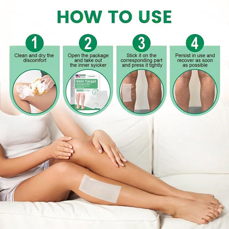Healrize Vein Target Microdarts Patch - Natural Varicose Vein Treatment for All Skin Types | 1 Box