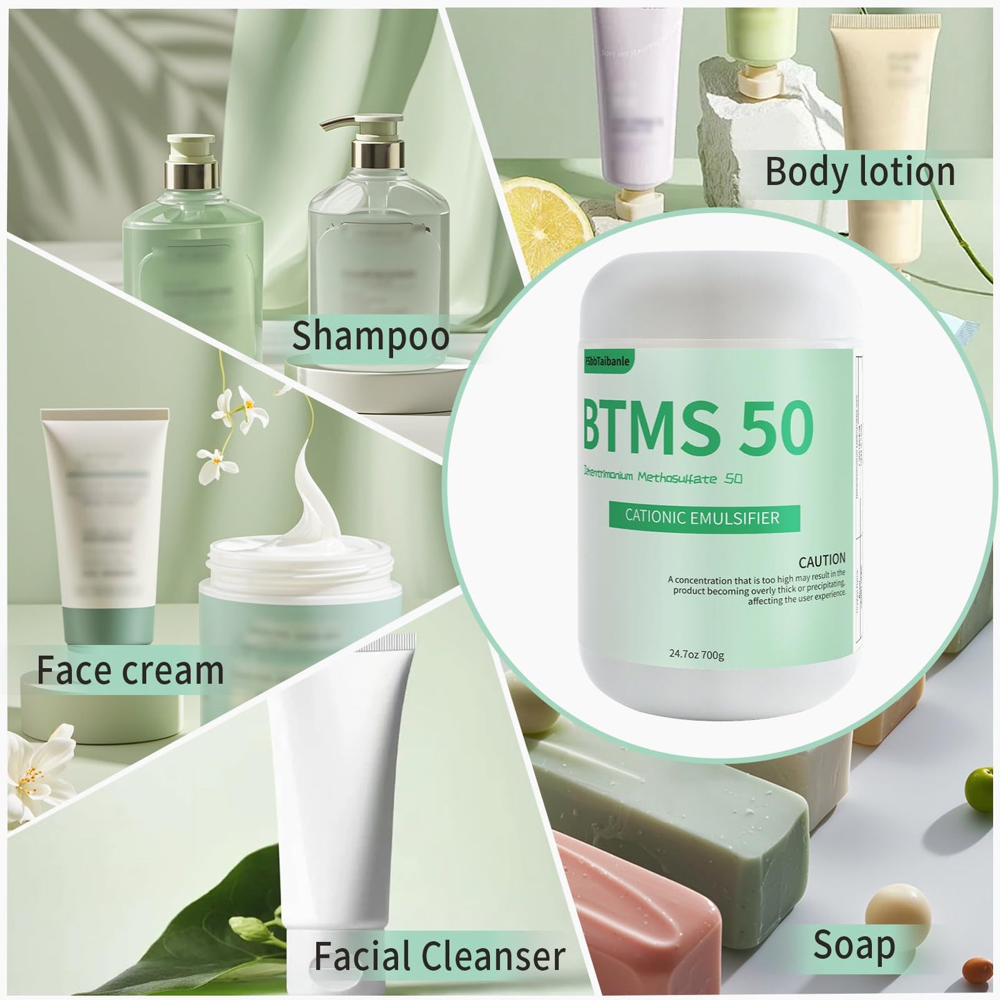 FSbbTaibanle 24.7 oz BTMS 50 Conditioning Emulsifier granules, 100% derived from plant-based，Ideal for Leave-in Conditioner, Lotions, Shampoos and More
