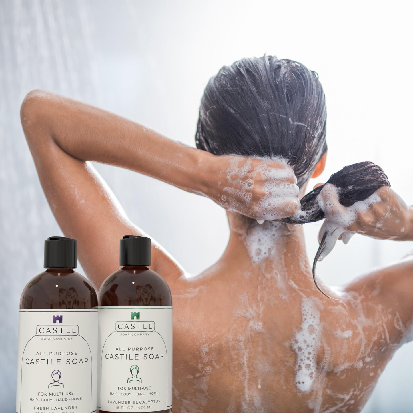 Castle Soap All-Purpose Castile Soap | Multi-Use Gentle Cleanser for Hair, Body, Hands, & Home | Nourishing Coconut Oil Formula | Sensitive Skin Friendly | Hydrating Lather | 16 oz | Fresh Citrus