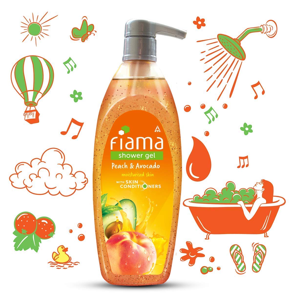 Fiama Shower Gel Peach & Avocado, Body Wash with Skin Conditioners For Soft Moisturised Skin, 500ml (16.90 Oz) Pump