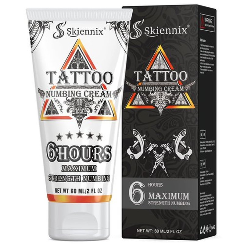 Skiennix 6 Hours Maximum Strength Tattoo Numbing Cream 50ml (1.76oz), Painless Tattoo Numbing Cream, Numbing Cream for Tattoos, Piercing, Permanent Makeup, Waxing, etc