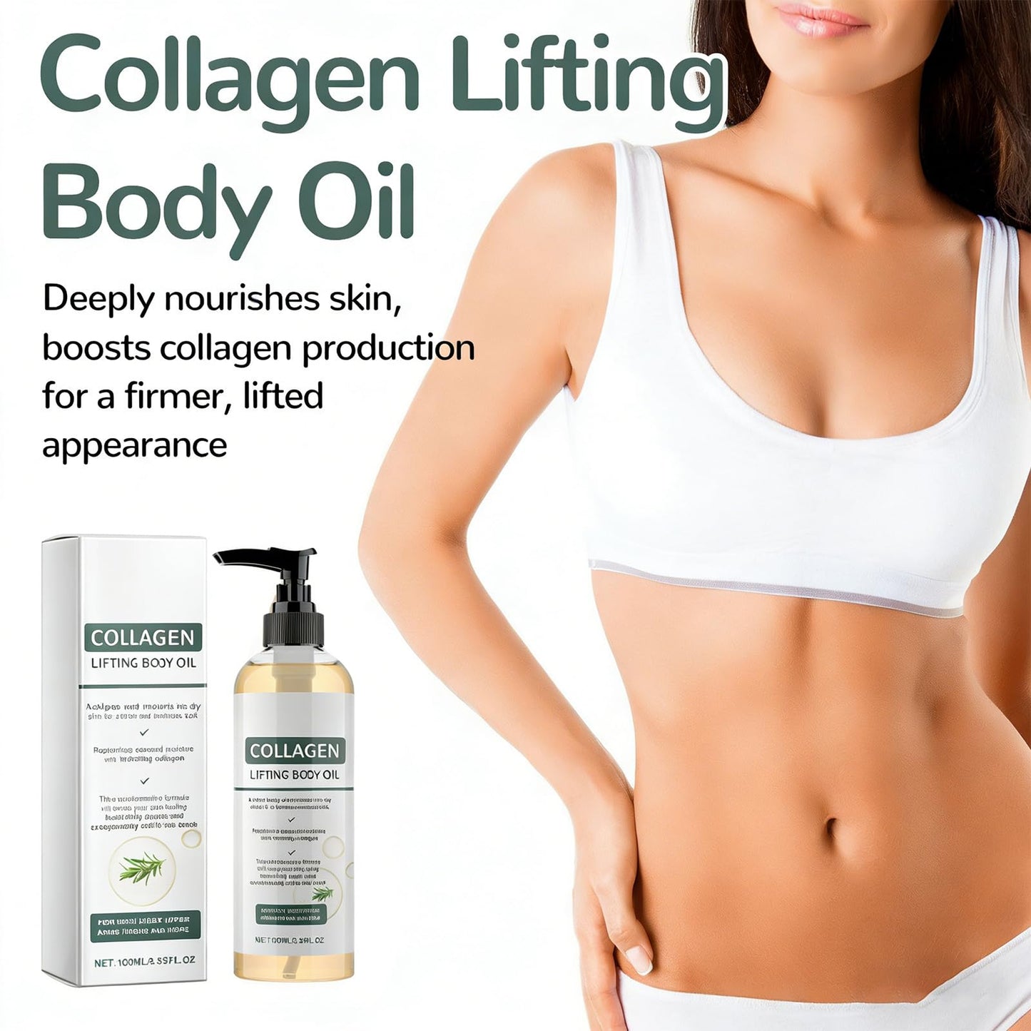 gtalmp Collagen Body Oil for Skin Tightening - Firming & Moisturizing Oil for Body & After Shower, Improves Skin Elasticity for a More Refined Appearance, Lightweight Formula (1 Pack, 3.38floz)