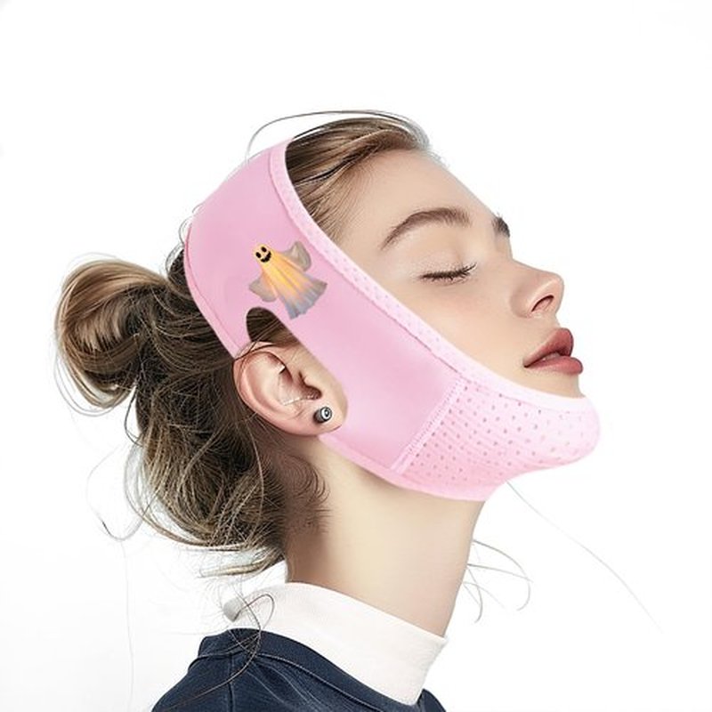 Yuibthr Chin Strap for Sleeping, V Line Lifting Mask, Halloween Decorations Spooky Ghosts, Reusable Face Strap, Jaw Exerciser (pink)