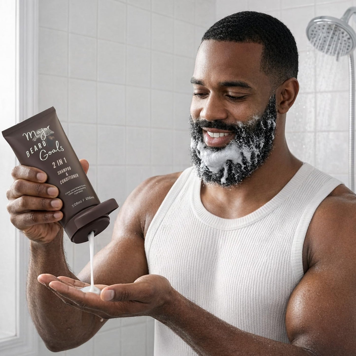 Major Beard Goals: 2-in-1 Beard Wash & Conditioner for Men - Gentle Men’s Shampoo for Beard Care & Growth, Softens, Soothes, Hydrates, & Nourishes Facial Hair, With Natural Ingredients - 7oz