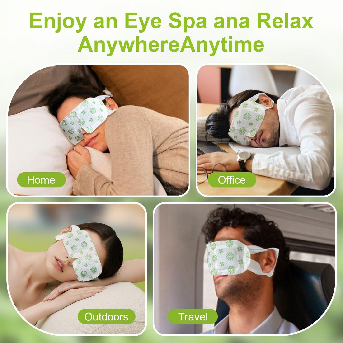 Mnswand 10 Packs Steam Eye Mask, Wormwood Steam Eye Masks Disposable, Self-Heating Relief Heated Eye Mask for Fatigue, Perfect for Home, Sleep, Spa & Travel