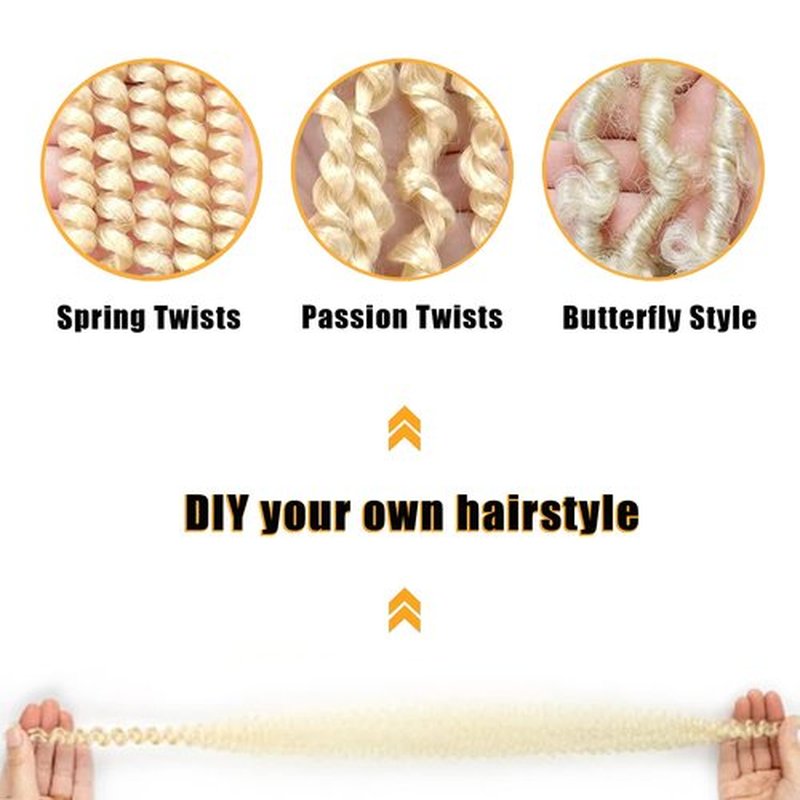 VCEOW 613 Springy Afro Twist Hair 16 inch 6 packs Pre-Separated Kinky Marley Twist Braiding Hair Soft Synthetic Crochet Wrapping Hair Extensions for Distressed Faux Locs Spring Twist