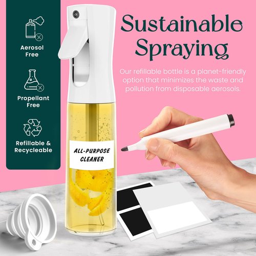 BeautifyBeauties Hair Spray Bottle – Ultra Fine Continuous Water Mister for Hairstyling, Cleaning, Plants, Misting & Skin Care (Clear, 10.2 Ounces)