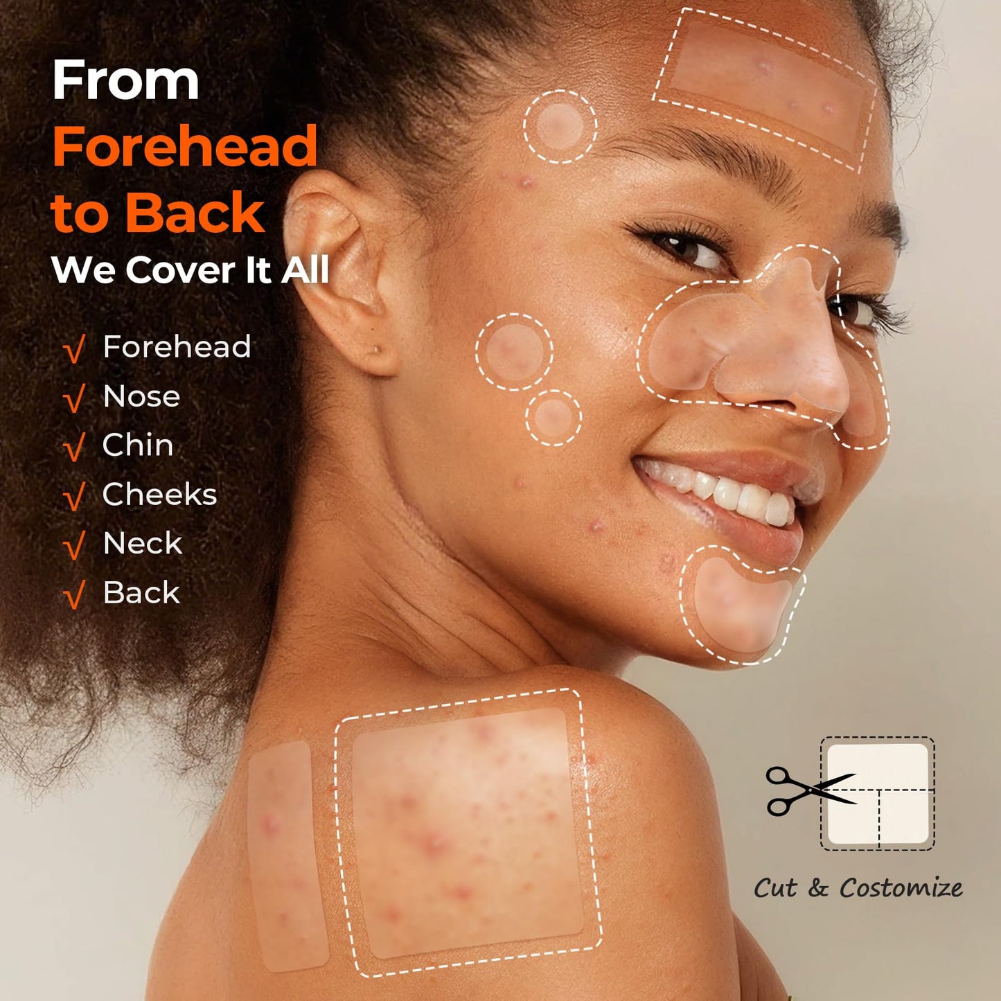 TKTK Pimple Patches for Face, 6 Sizes Hydrocolloid Acne Patch Variety, Large Acne Stickers for Cheeks, Forehead, Chin, Nose, Back Blemishes Zit Breakouts (4 Shapes 356 Count)