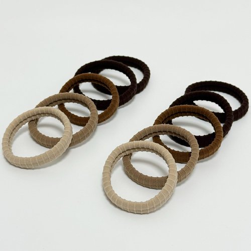 Jseng 10Packs Seamless Hair Ties for Women - No Damage Elastic Ponytail Holders Hair Accessories for Thick Curly Hair - Neutral Brown