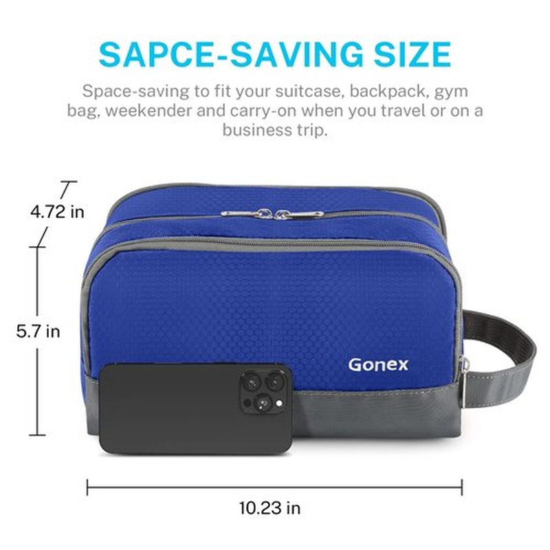 Travel Toiletry Bag Nylon, Gonex Dopp Kit Shaving Bag Toiletry Organizer Blue