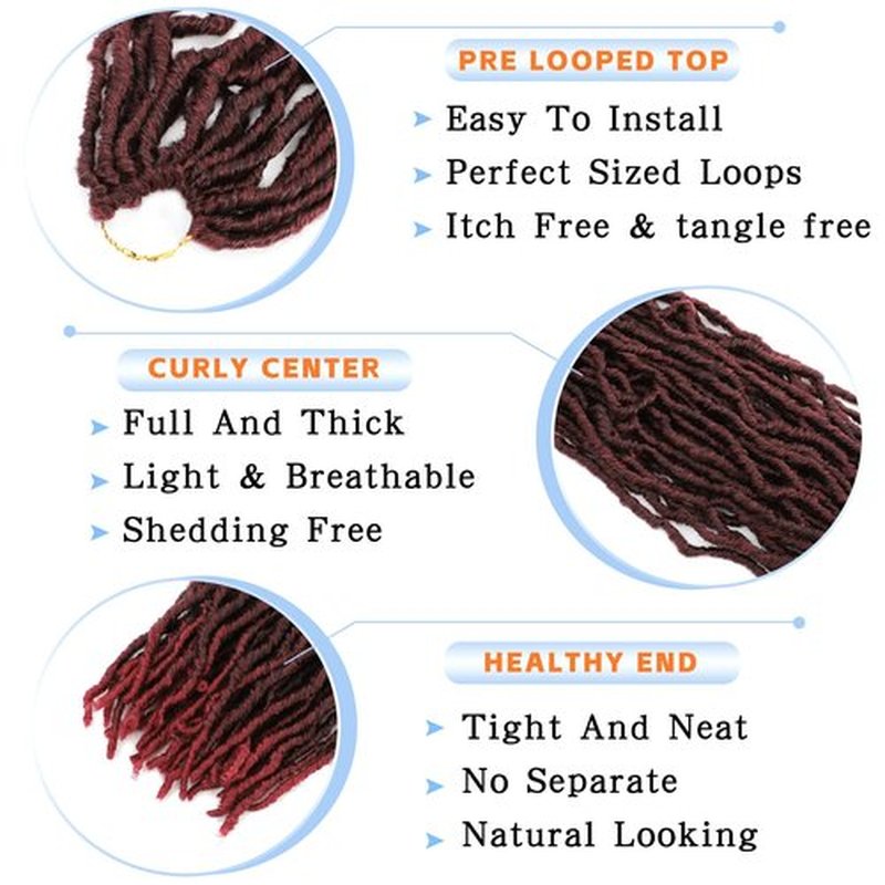 7 Packs 22 Inch Faux Locs Crochet Hair Ombre Burgundy Soft Locs Crochet Faux Locs Pre Looped Natural Butterfly Hair Extensions For Women(22 Inch,7 Packs,1B/BUG)