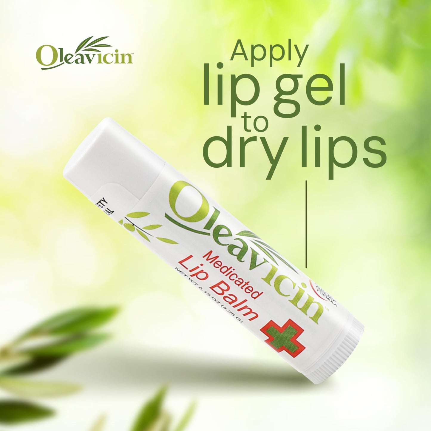 Oleavicin Natural Lip Balm with Organic Olive Leaf Extract - Dry, Chapped Lip Relief & Repair - Patented Moisturizing Formula - Soothing & Hydrating Lip Care for Cracked Lips